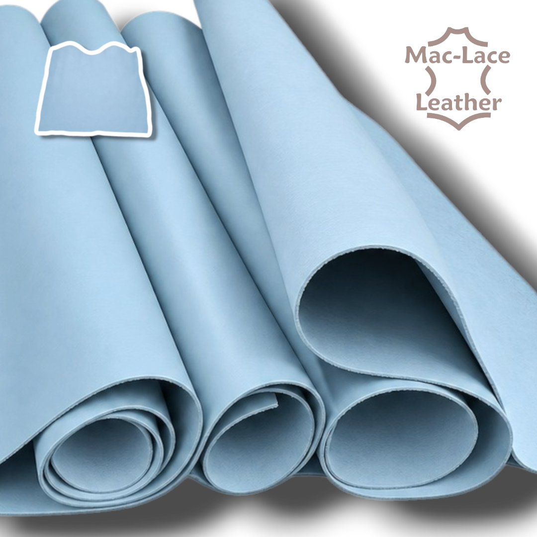 Rolled baby blue full grain double butt cow leather, 2–2.2mm thick