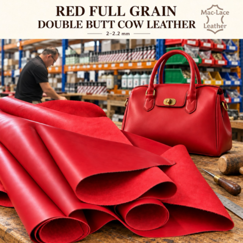 2–2.2mm red full grain double butt cow leather