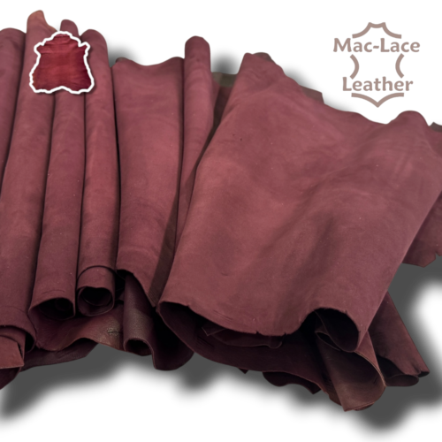 Burgundy Calf Suede leather in 1.1–1.2mm thickness