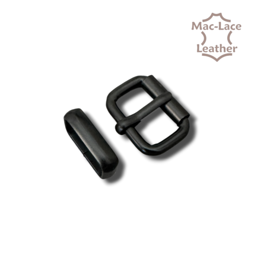 20mm matt black buckle with half roller and keeper